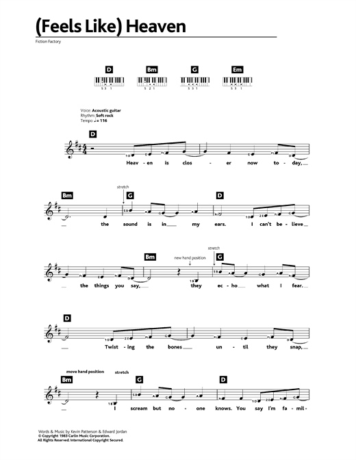Fiction Factory Feels Like Heaven Sheet Music Notes Chords