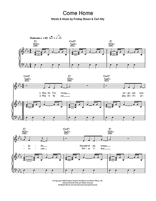 Findlay Brown Come Home sheet music notes and chords. Download Printable PDF.