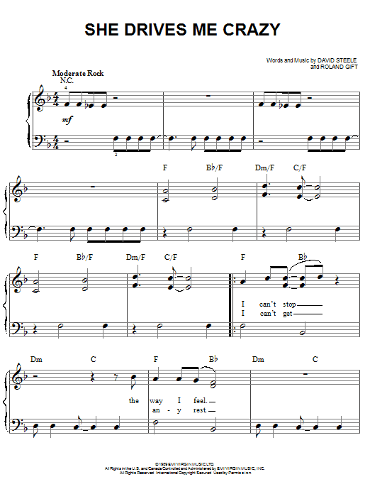 Learn to play Fine Young Cannibals She Drives Me Crazy sheet music for Easy Piano in minutes. Price: 6.9900$ Fine Young Cannibals She Drives Me Crazy sheet music notes and chords arranged for Easy Piano