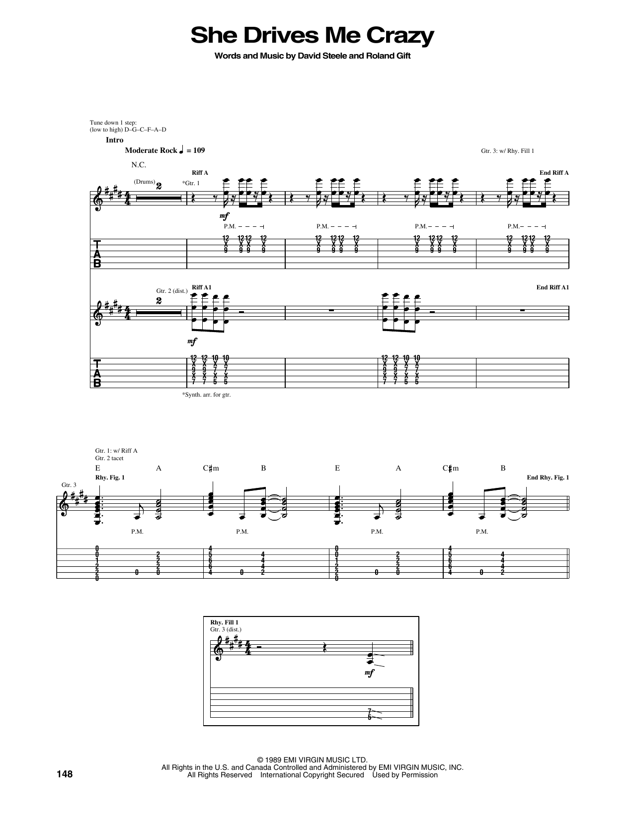 Fine Young Cannibals "She Drives Me Crazy" Sheet Music Download