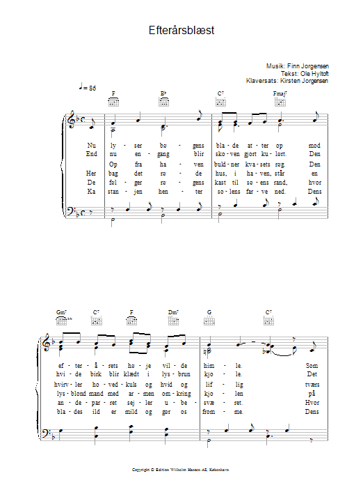 Finn Jorgensen Efterårsblæst sheet music notes and chords. Download Printable PDF.