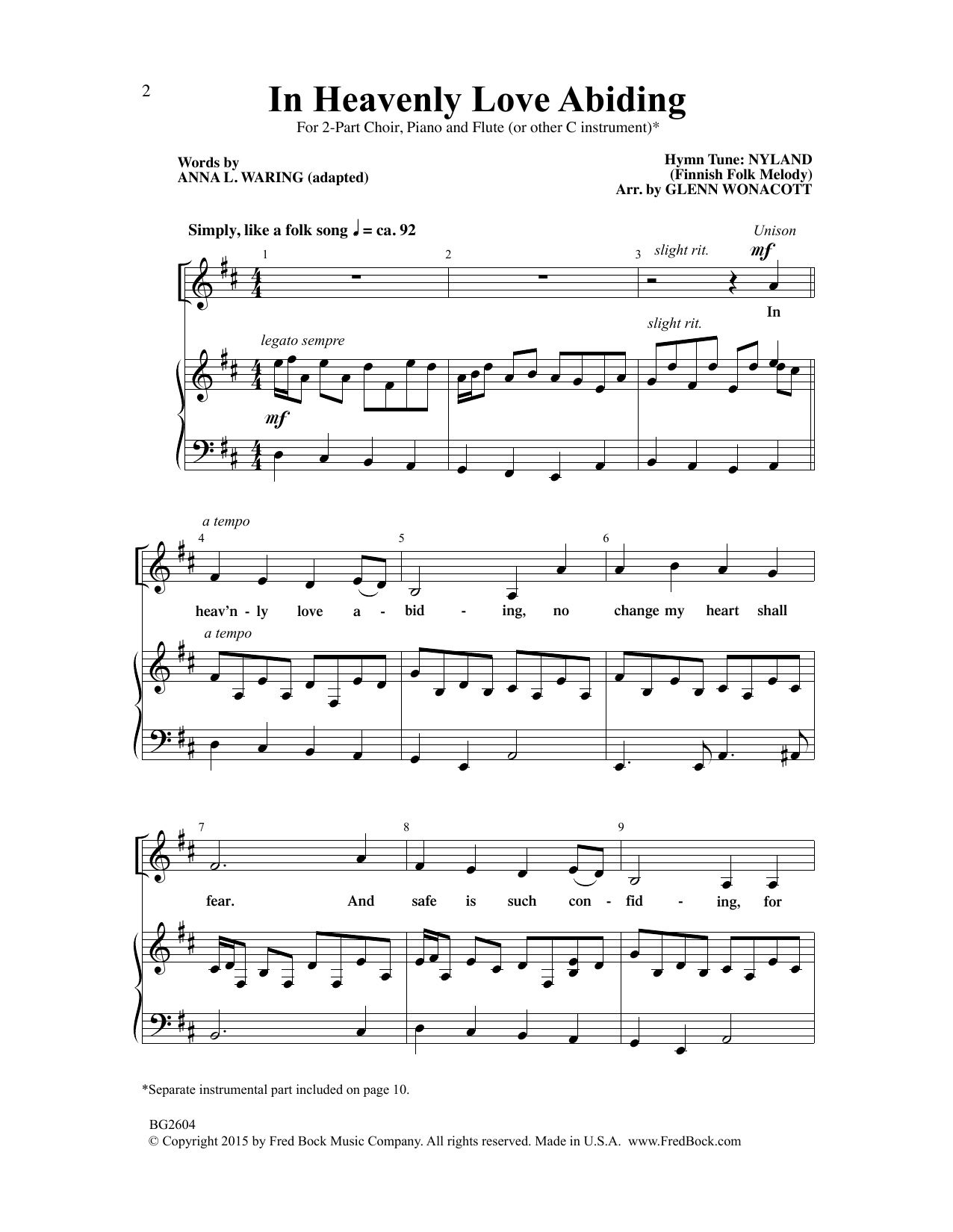 Learn to play Finnish Folk Melody In Heavenly Love Abiding (arr. Glenn Wonacott) sheet music for SATB Choir in minutes. Price: 3.9900$ Finnish Folk Melody In Heavenly Love Abiding (arr. Glenn Wonacott) sheet music notes and chords arranged for SATB Choir