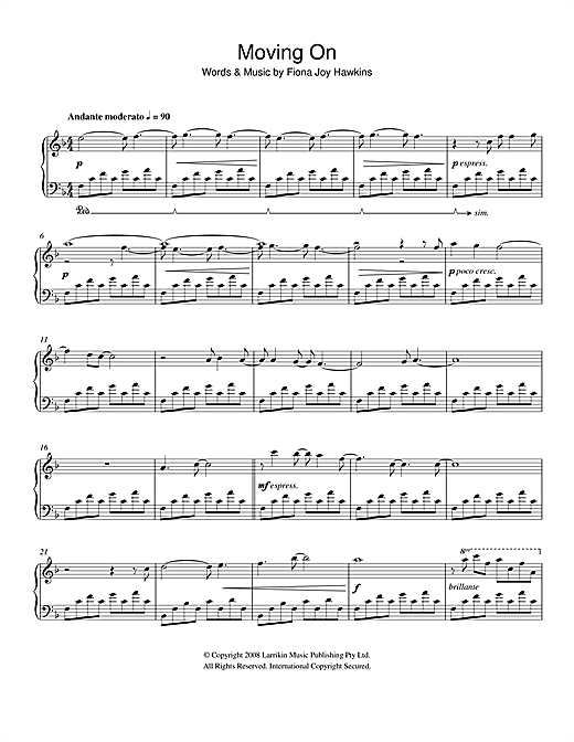 Learn to play Fiona Joy Moving On sheet music for Piano Solo in minutes. Fiona Joy Moving On sheet music notes and chords. Download Printable PDF.
