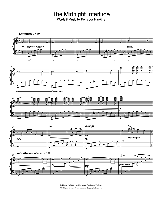 Learn to play Fiona Joy The Midnight Interlude sheet music for Piano Solo in minutes. Fiona Joy The Midnight Interlude sheet music notes and chords