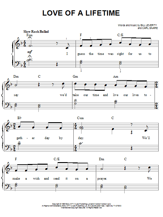 Firehouse Love Of A Lifetime sheet music notes and chords. Download Printable PDF.