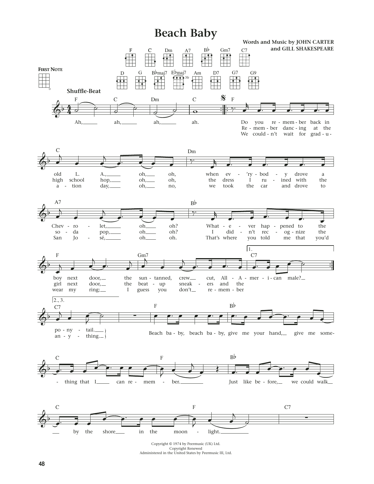 First Class Beach Baby (from The Daily Ukulele) (arr. Jim Beloff) sheet music notes and chords. Download Printable PDF.