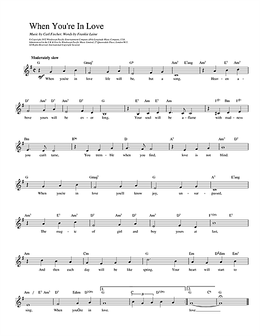 Fischer and Laine When You're In Love sheet music notes and chords. Download Printable PDF.