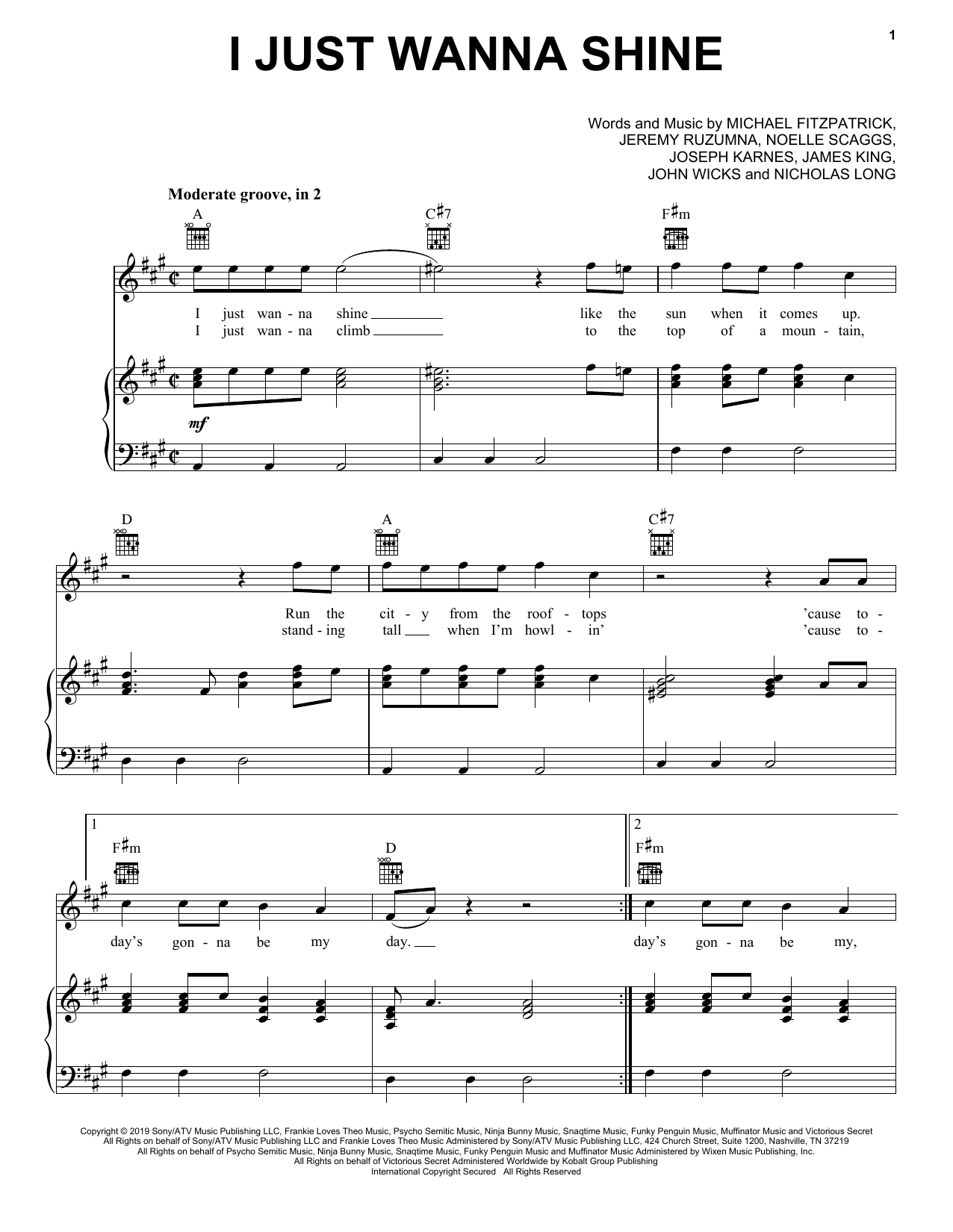 Learn to play Fitz And The Tantrums I Just Wanna Shine sheet music for Piano, Vocal & Guitar Chords (Right-Hand Melody) in minutes. Price: 7.8900$ Fitz And The Tantrums I Just Wanna Shine sheet music notes and chords arranged for Piano, Vocal & Guitar Chords (Right-Hand Melody)