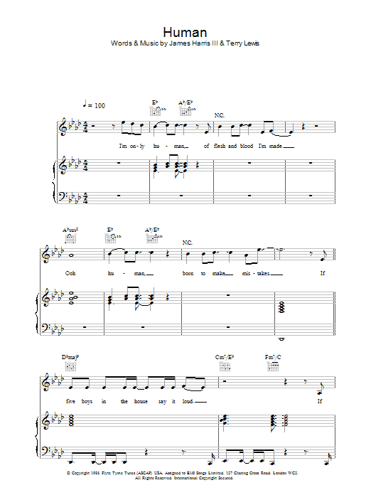 Five Human sheet music notes and chords. Download Printable PDF.