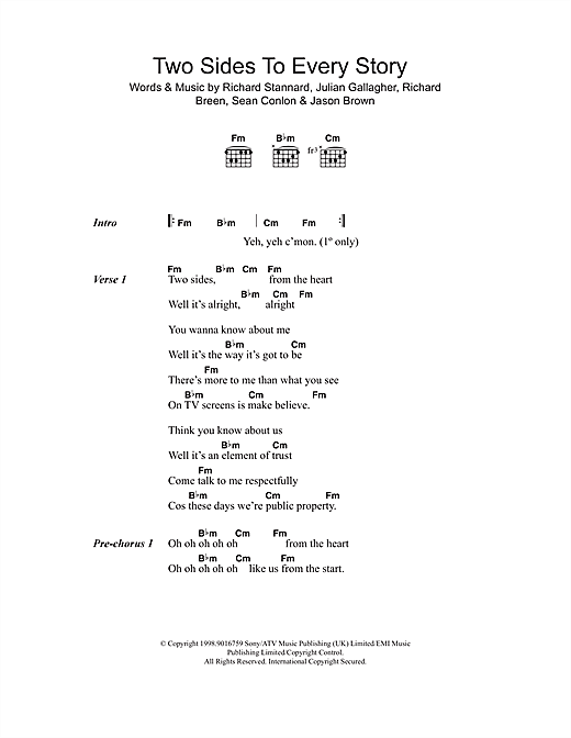 Learn to play Five Two Sides To Every Story sheet music for Guitar Chords/Lyrics in minutes. Five Two Sides To Every Story sheet music notes and chords. Download Printable PDF.