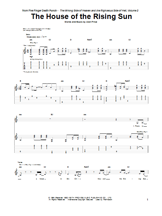 makeup Fælles valg Blinke Guitar Chords For House Of The Rising Sun - Sheet and Chords Collection