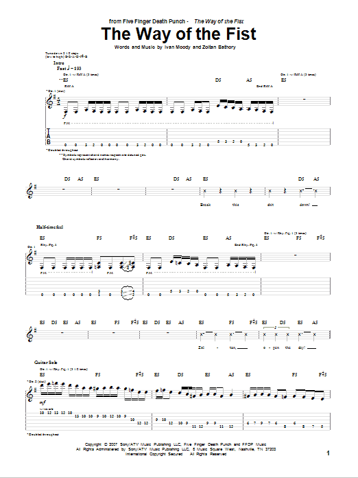Learn to play Five Finger Death Punch The Way Of The Fist sheet music for Guitar Tab in minutes. Price: 7.8900$ Five Finger Death Punch The Way Of The Fist sheet music notes and chords arranged for Guitar Tab