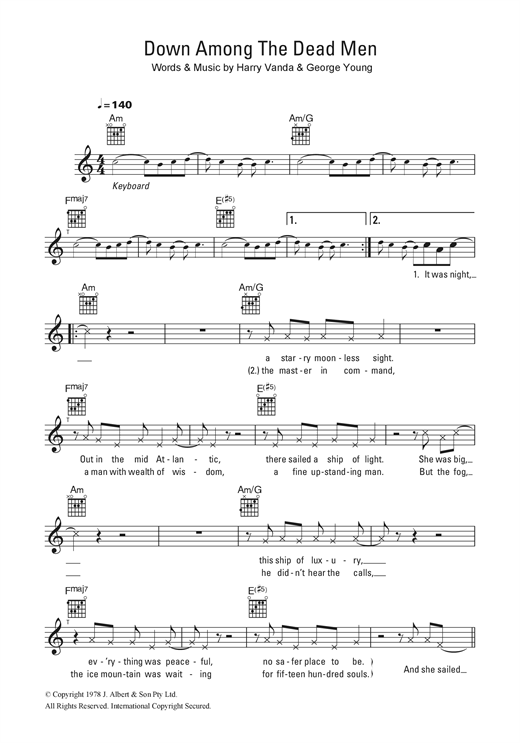 Flash And The Pan Down Among The Dead Men Sheet Music Pdf Notes Chords Pop Score Lead Sheet Fake Book Download Printable Sku 122724