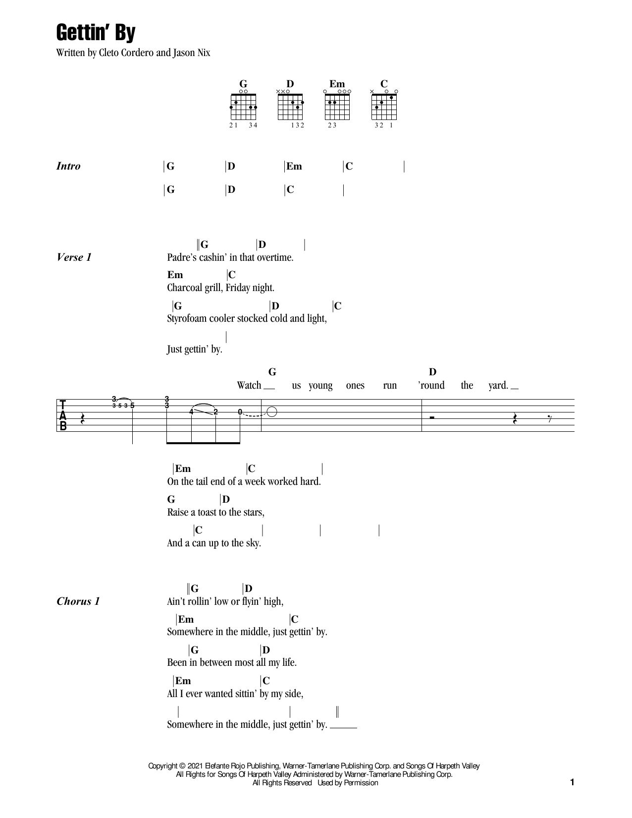 Flatland Cavalry Gettin' By sheet music notes and chords. Download Printable PDF.