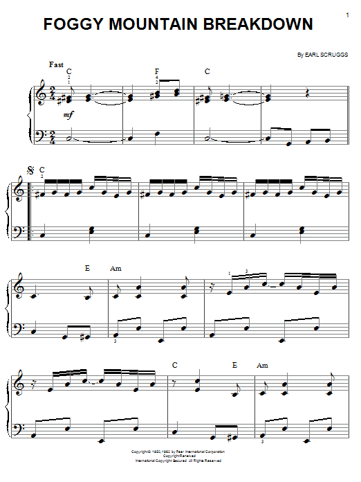 Flatt & Scruggs Foggy Mountain Breakdown sheet music notes and chords. Download Printable PDF.