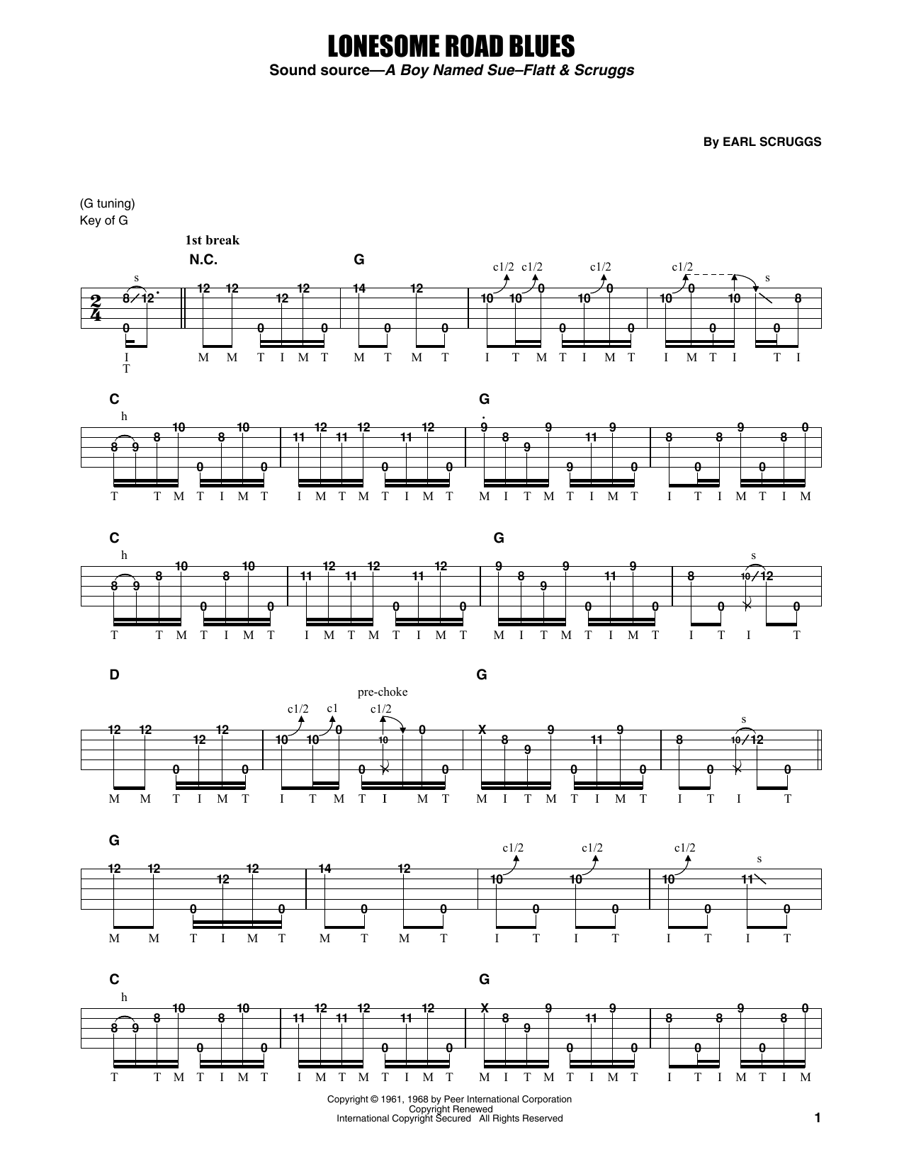 Flatt & Scruggs Lonesome Road Blues sheet music notes and chords. Download Printable PDF.