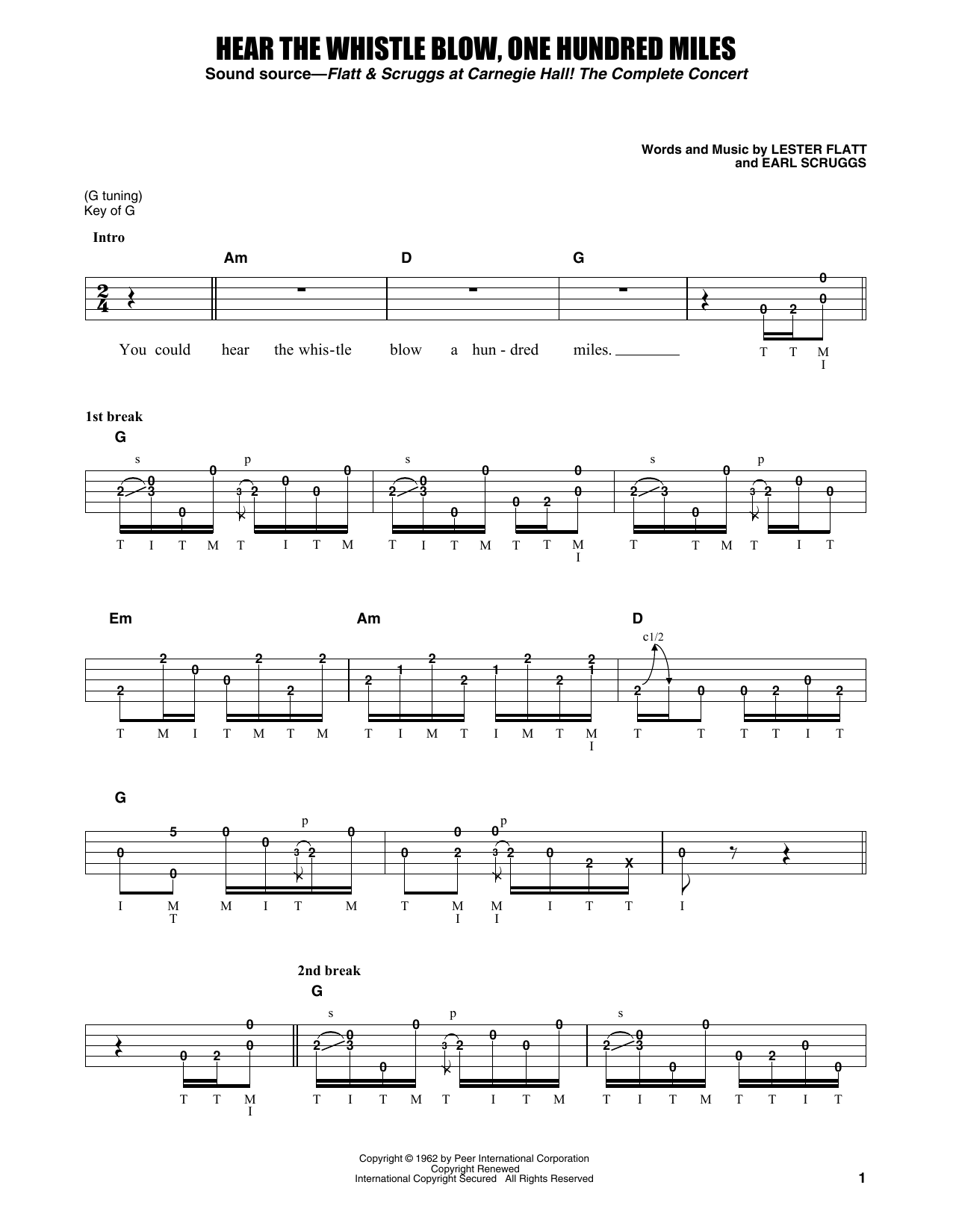 Learn to play Flatt & Scruggs Hear The Whistle Blow, One Hundred Miles sheet music for Banjo Tab in minutes. Price: 7.8900$ Flatt & Scruggs Hear The Whistle Blow, One Hundred Miles sheet music notes and chords arranged for Banjo Tab