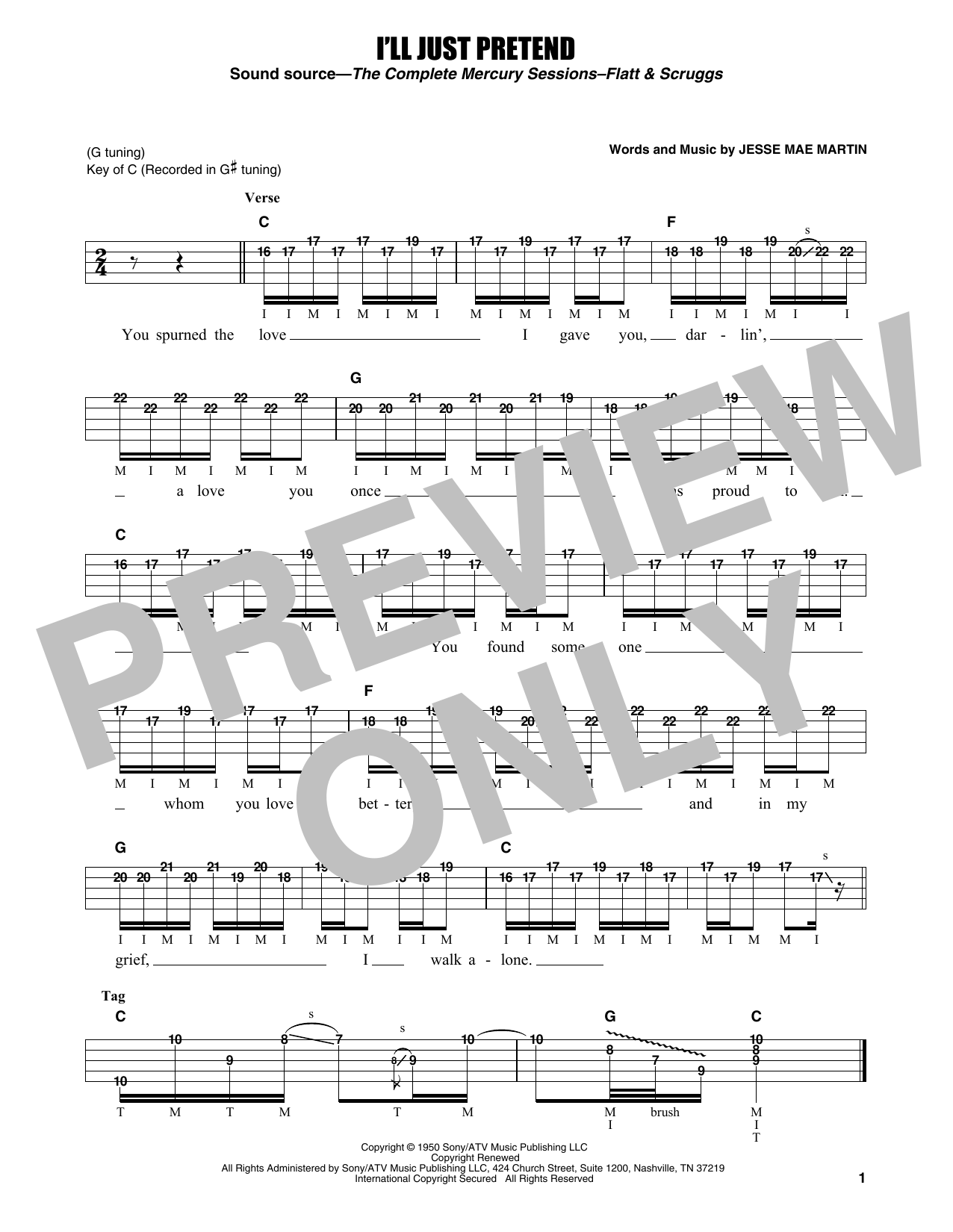 Learn to play Flatt & Scruggs I'll Just Pretend sheet music for Banjo Tab in minutes. Price: 7.8900$ Flatt & Scruggs I'll Just Pretend sheet music notes and chords arranged for Banjo Tab