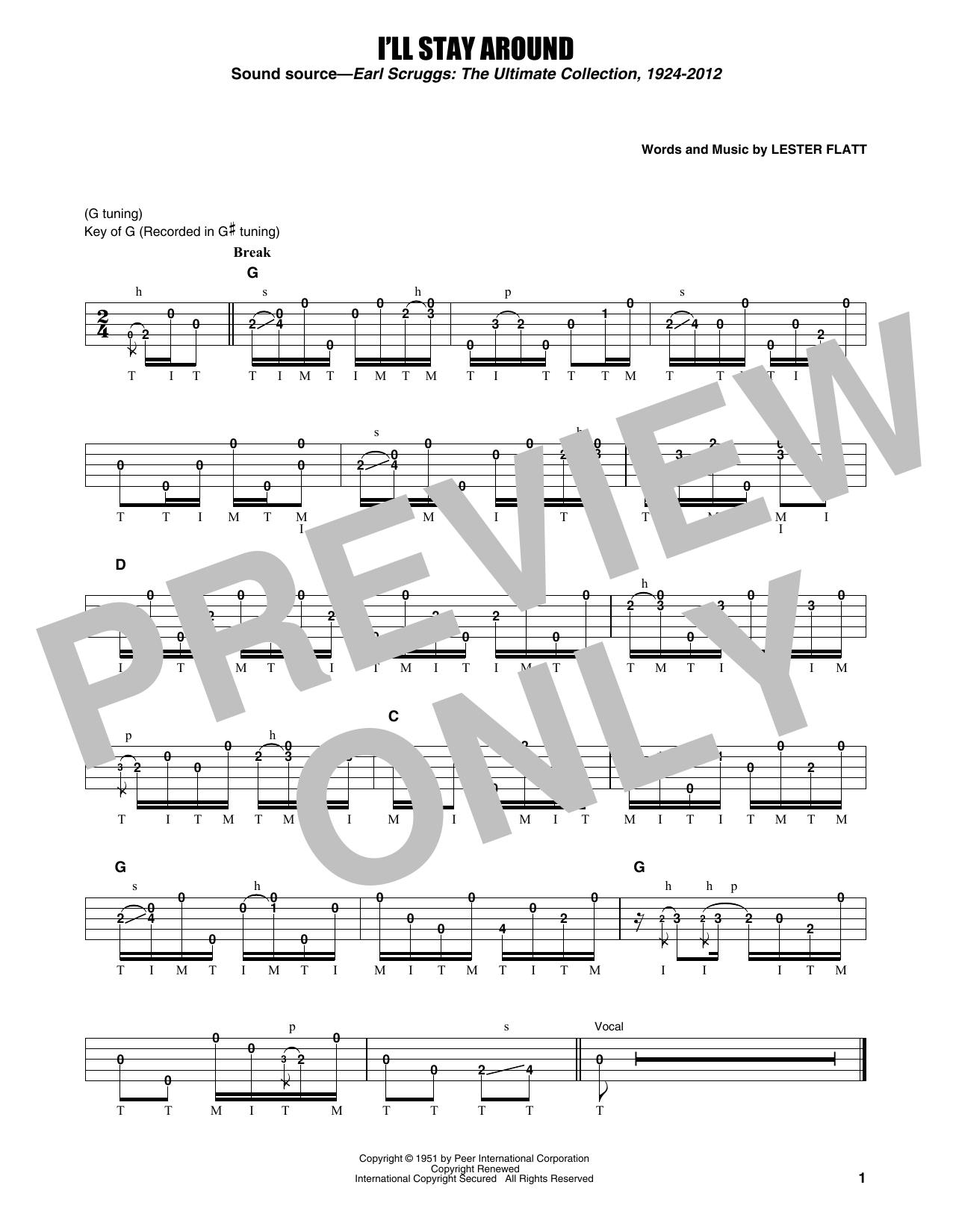 Learn to play Flatt & Scruggs I'll Stay Around sheet music for Banjo Tab in minutes. Price: 7.8900$ Flatt & Scruggs I'll Stay Around sheet music notes and chords arranged for Banjo Tab