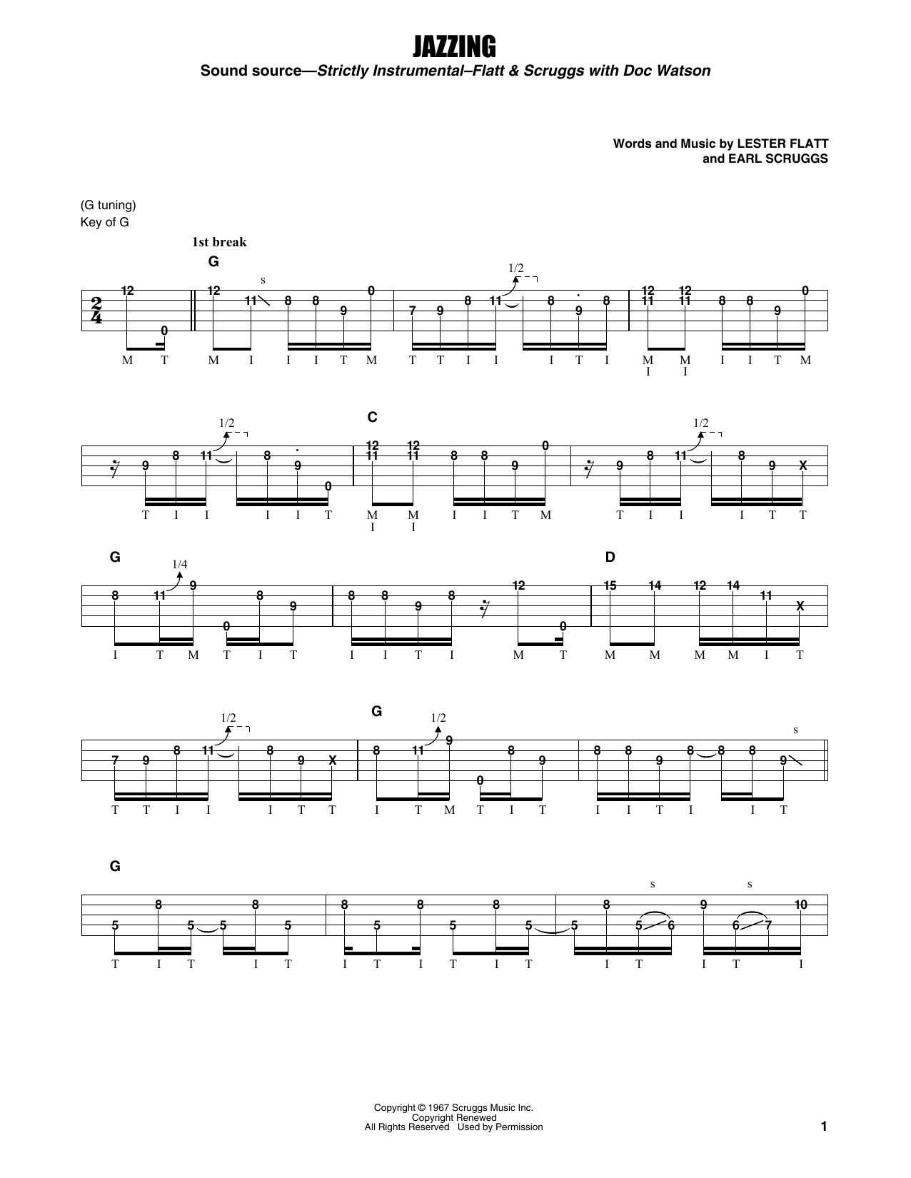 Flatt & Scruggs Jazzing sheet music notes and chords. Download Printable PDF.