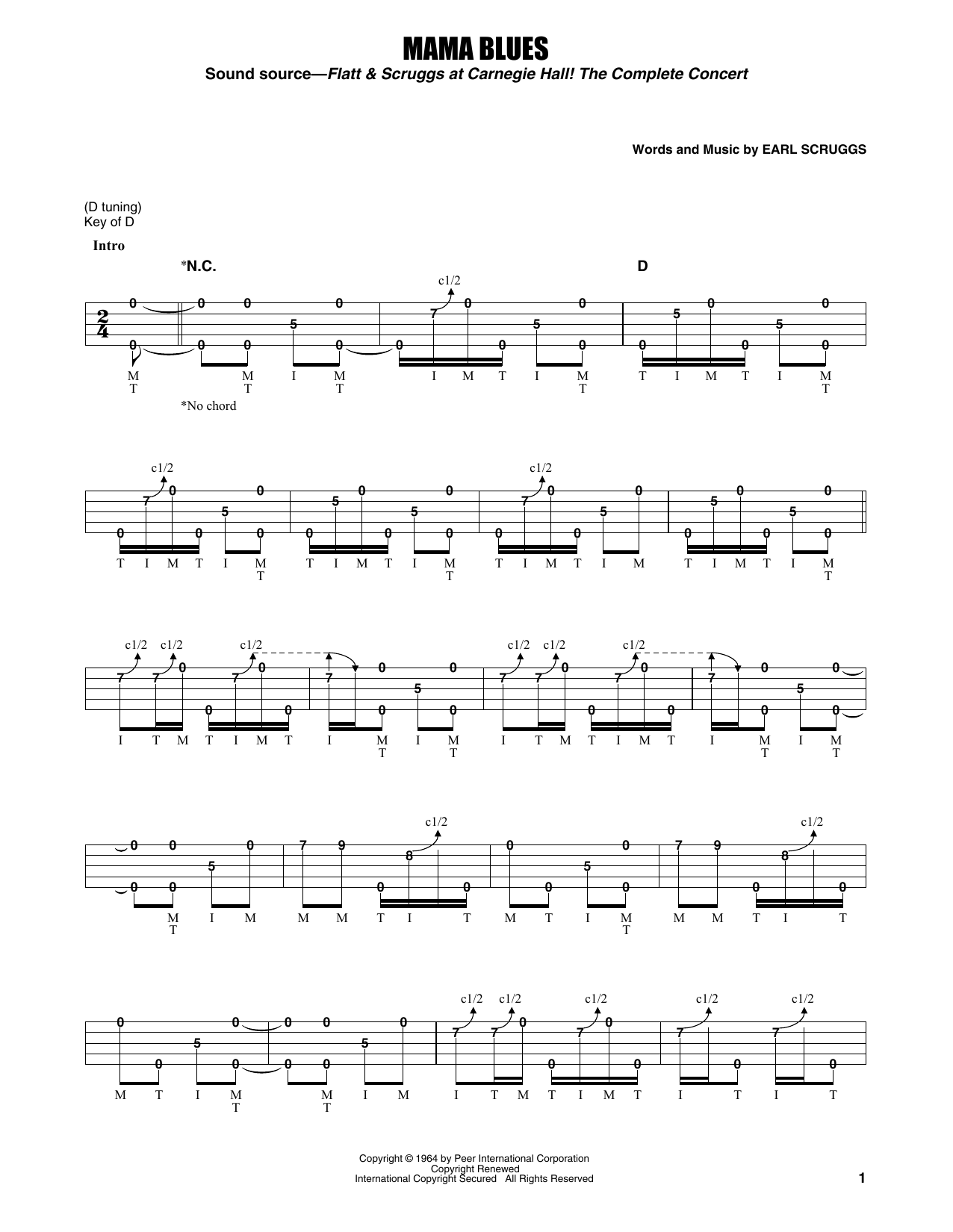 Flatt & Scruggs Mama Blues sheet music notes and chords. Download Printable PDF.