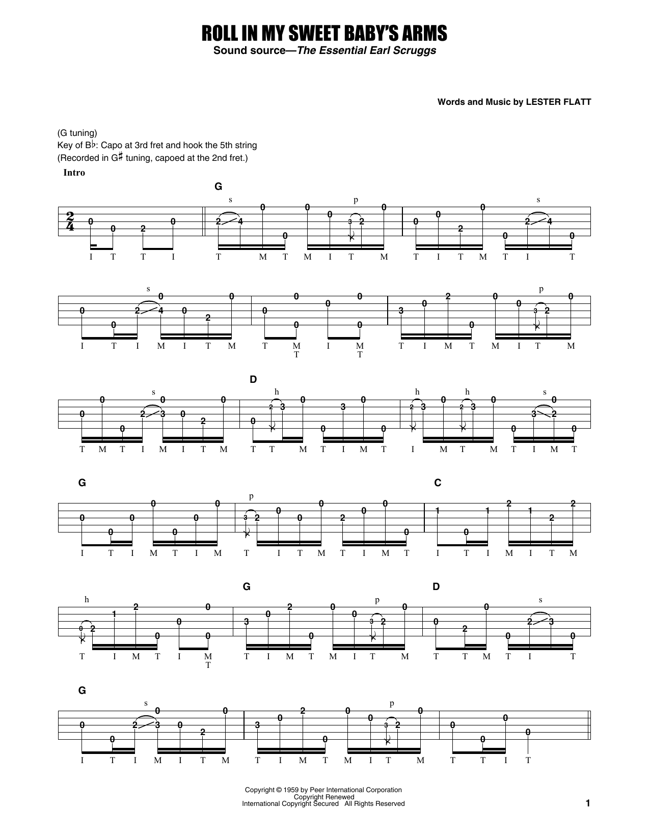 Learn to play Flatt & Scruggs Roll In My Sweet Baby's Arms sheet music for Banjo Tab in minutes. Price: 7.8900$ Flatt & Scruggs Roll In My Sweet Baby's Arms sheet music notes and chords arranged for Banjo Tab