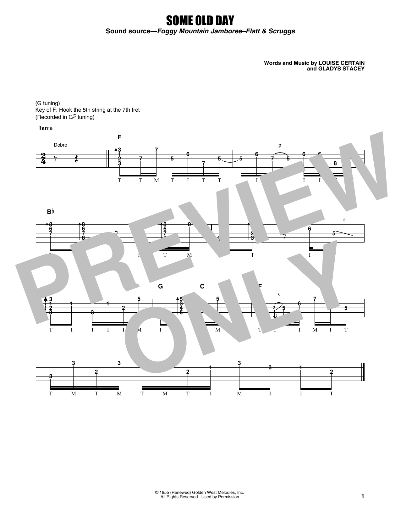 Flatt & Scruggs Some Old Day sheet music notes and chords. Download Printable PDF.