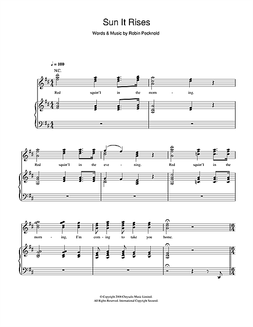 Fleet Foxes Sun It Rises sheet music notes and chords. Download Printable PDF.