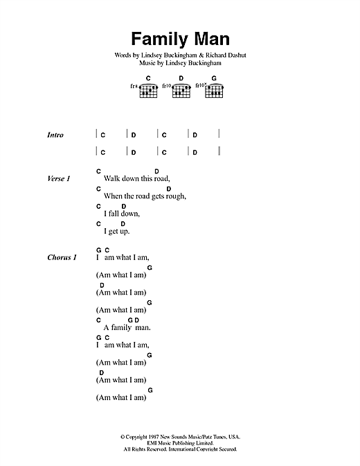 Learn to play Fleetwood Mac Family Man sheet music for Guitar Chords/Lyrics in minutes. Fleetwood Mac Family Man sheet music notes and chords. Download Printable PDF.
