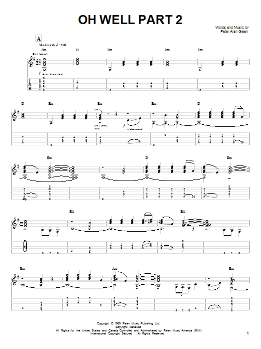 Fleetwood Mac Oh Well Part 2 sheet music notes and chords. Download Printable PDF.
