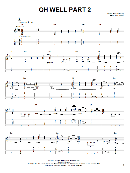 Learn to play Fleetwood Mac Oh Well Part 2 sheet music for Guitar Tab in minutes. Fleetwood Mac Oh Well Part 2 sheet music notes and chords. Download Printable PDF.