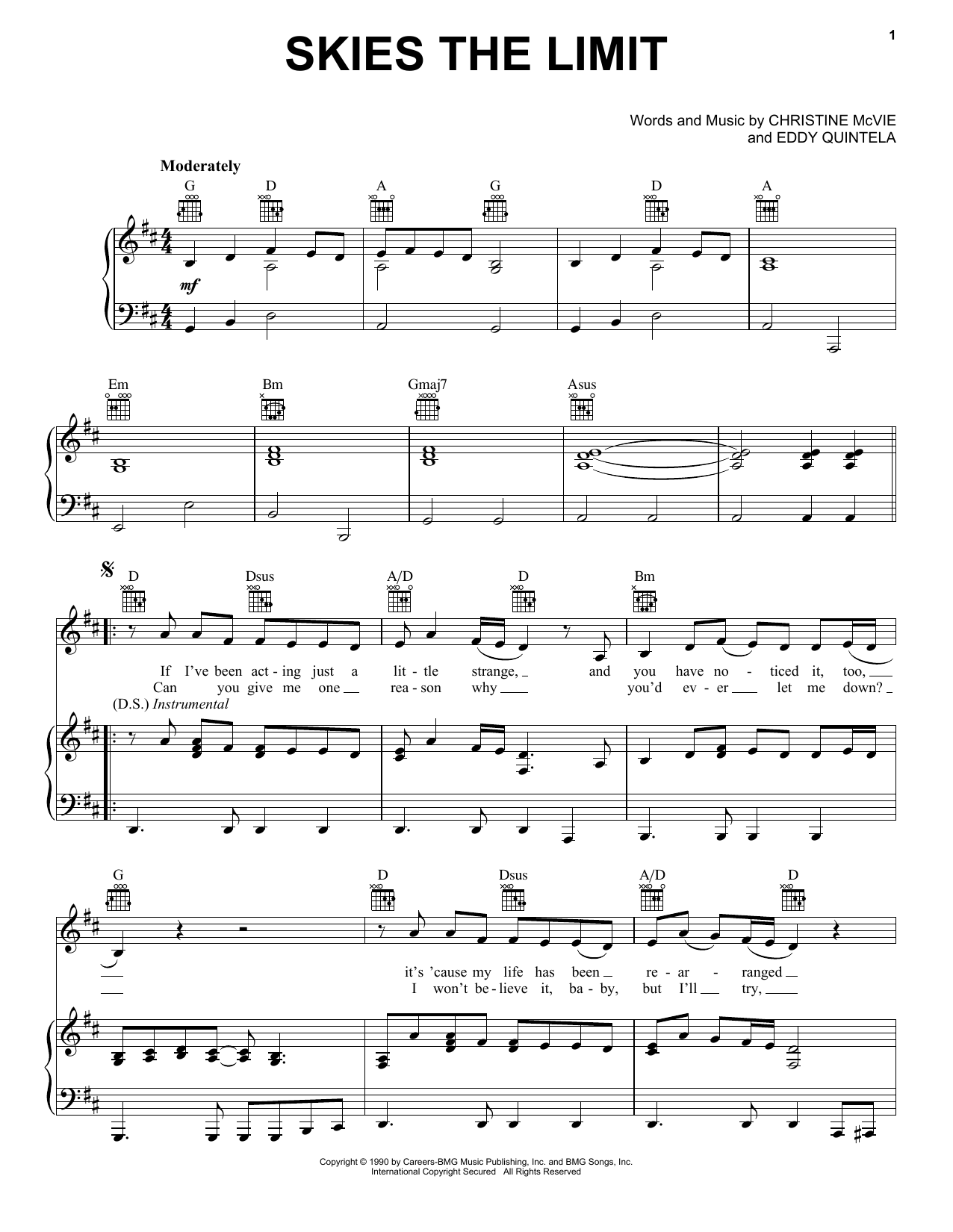 Fleetwood Mac Skies The Limit sheet music notes and chords. Download Printable PDF.