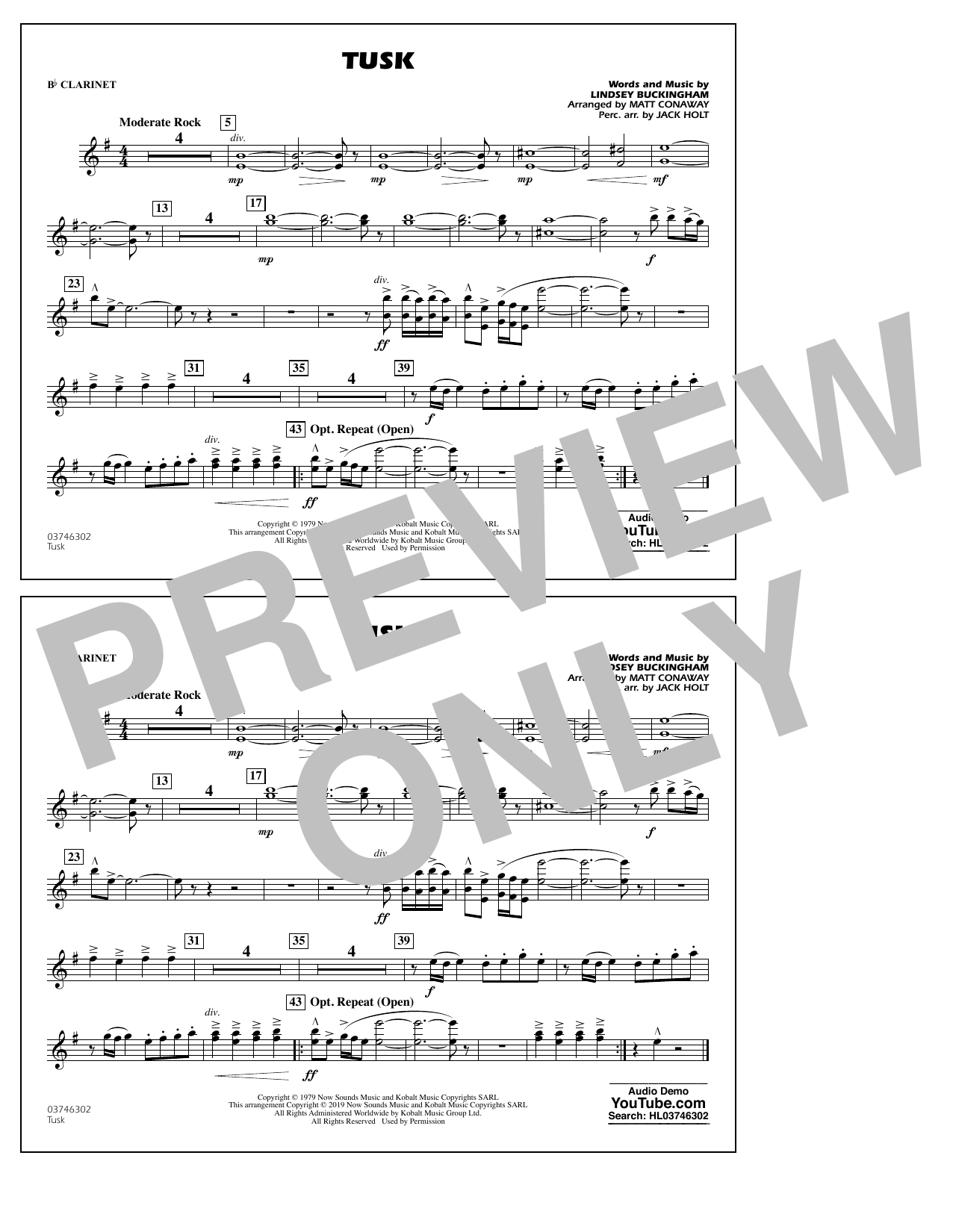 Learn to play Fleetwood Mac Tusk (arr. Matt Conaway) - Bb Clarinet sheet music for Marching Band in minutes. Fleetwood Mac Tusk (arr. Matt Conaway) - Bb Clarinet sheet music notes and chords