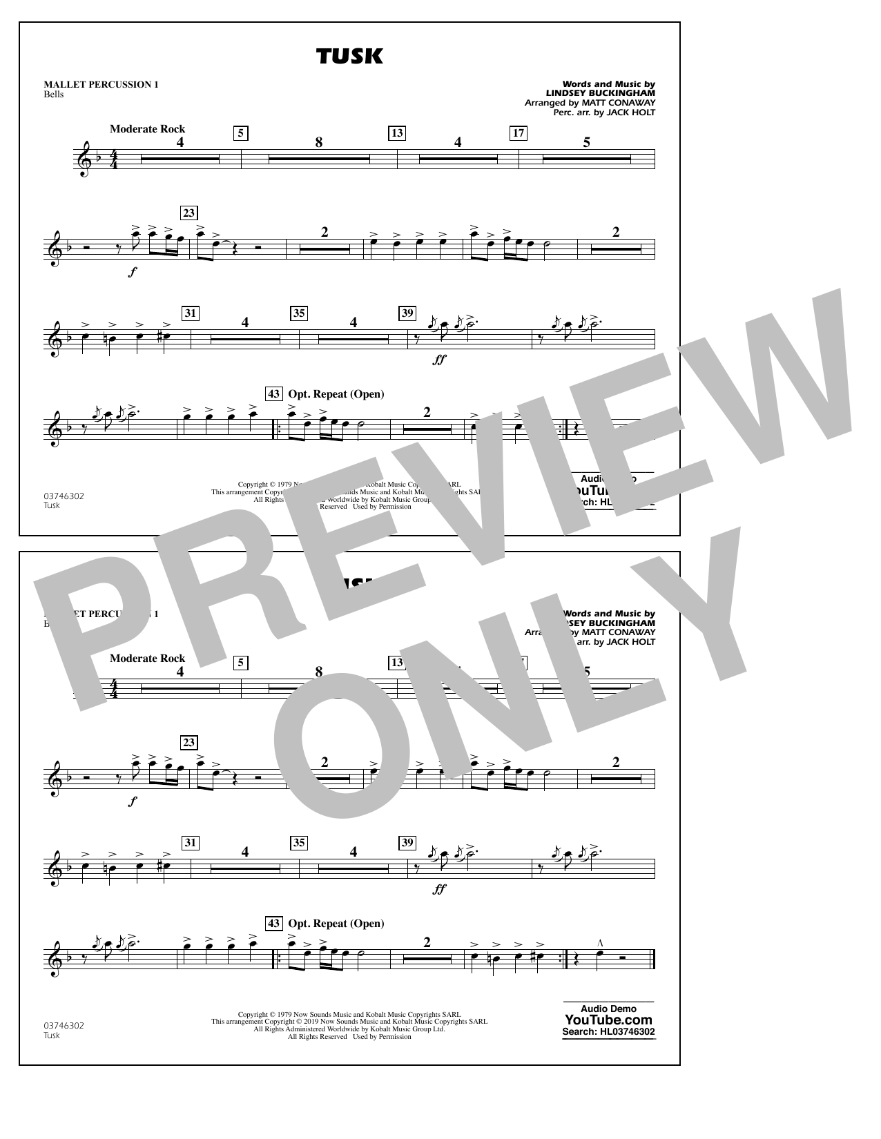 Learn to play Fleetwood Mac Tusk (arr. Matt Conaway) - Mallet Percussion 1 sheet music for Marching Band in minutes. Fleetwood Mac Tusk (arr. Matt Conaway) - Mallet Percussion 1 sheet music notes and chords. Download Printable PDF.