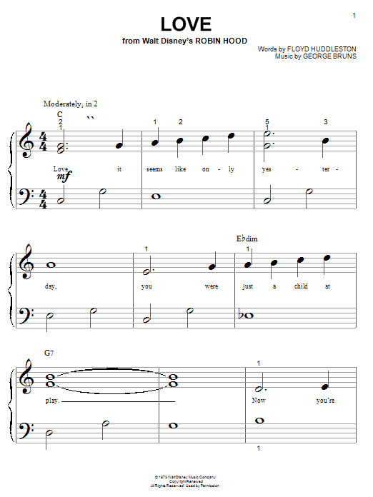 Floyd Huddleston Love (from Walt Disney's Robin Hood) sheet music notes and chords. Download Printable PDF.