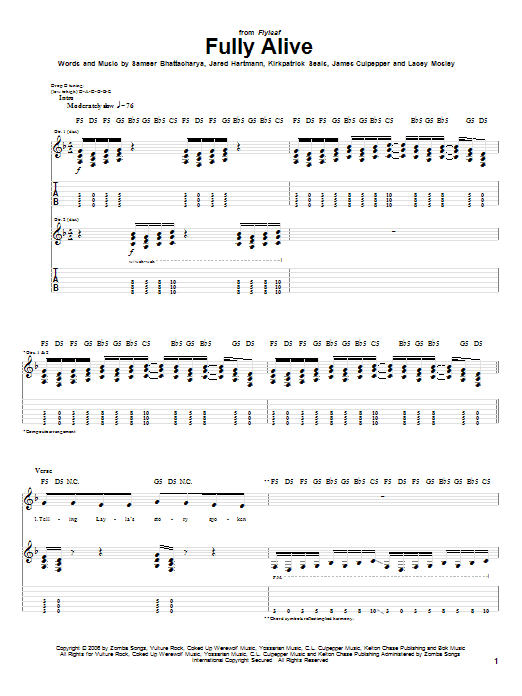 Flyleaf Fully Alive sheet music notes and chords. Download Printable PDF.