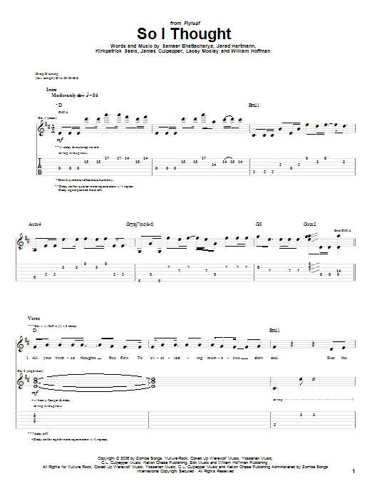 Flyleaf So I Thought sheet music notes and chords. Download Printable PDF.