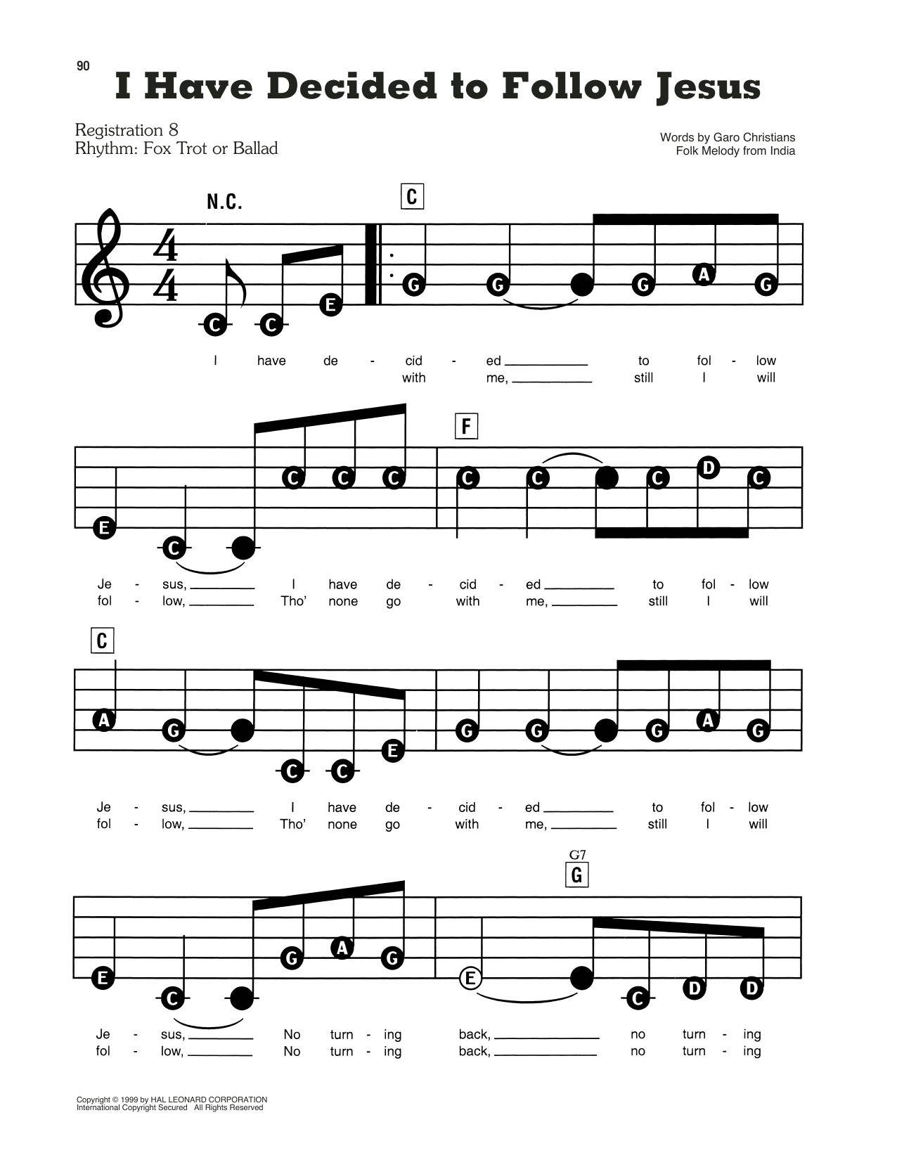 Folk Melody From India I Have Decided To Follow Jesus Sheet Music Pdf Notes Chords Sacred Score E Z Play Today Download Printable Sku 445773