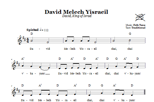 Learn to play Folk Tune David Melech Yisraeil (David, King Of Israel) sheet music for Lead Sheet / Fake Book in minutes. Price: 5.9900$ Folk Tune David Melech Yisraeil (David, King Of Israel) sheet music notes and chords arranged for Lead Sheet / Fake Book
