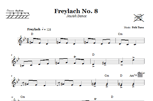 Learn to play Folk Tune Freylach No. 8 (Jewish Dance) sheet music for Lead Sheet / Fake Book in minutes. Price: 5.9900$ Folk Tune Freylach No. 8 (Jewish Dance) sheet music notes and chords arranged for Lead Sheet / Fake Book