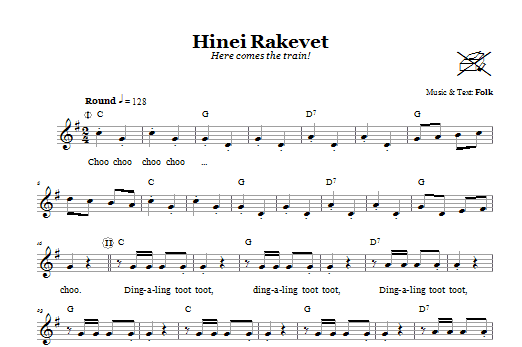 Learn to play Folk Tune Hinei Rakevet (Here Comes The Train!) sheet music for Lead Sheet / Fake Book in minutes. Price: 5.9900$ Folk Tune Hinei Rakevet (Here Comes The Train!) sheet music notes and chords arranged for Lead Sheet / Fake Book