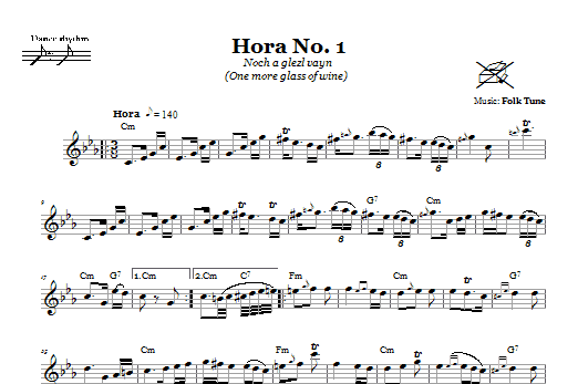 Learn to play Folk Tune Hora No. 1 (Noch A Glezl Vayn (One More Glass Of Wine)) sheet music for Lead Sheet / Fake Book in minutes. Folk Tune Hora No. 1 (Noch A Glezl Vayn (One More Glass Of Wine)) sheet music notes and chords
