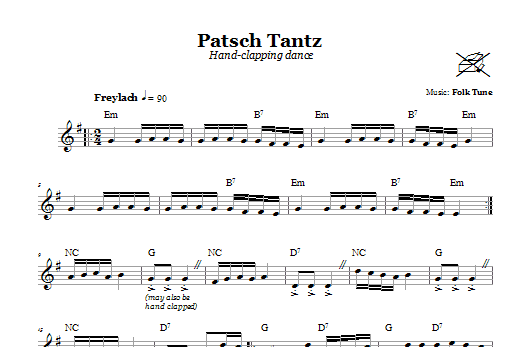 Folk Tune Patsch Tantz (Hand-Clapping Dance) sheet music notes and chords arranged for Lead Sheet / Fake Book