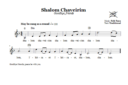 Learn to play Folk Tune Shalom Chaveirim (Goodbye, Friends) sheet music for Lead Sheet / Fake Book in minutes. Price: 5.9900$ Folk Tune Shalom Chaveirim (Goodbye, Friends) sheet music notes and chords arranged for Lead Sheet / Fake Book