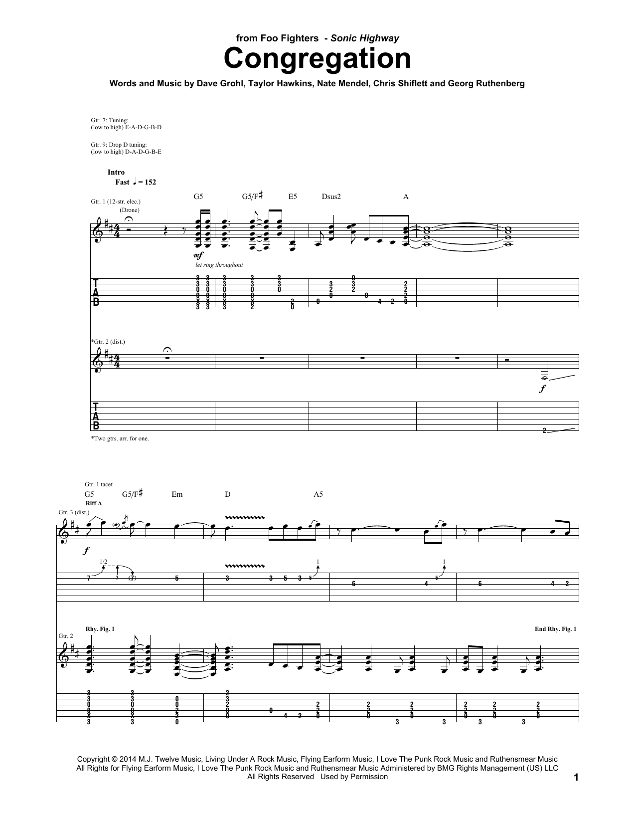 Foo Fighters Congregation sheet music notes and chords. Download Printable PDF.