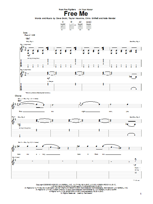 Foo Fighters Free Me sheet music notes and chords. Download Printable PDF.