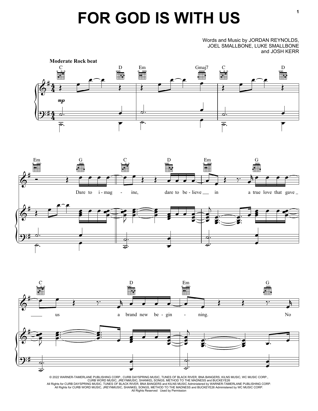 for KING & COUNTRY "For God Is With Us" Sheet Music & PDF Chords 6