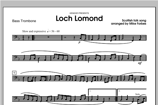 Forbes Loch Lomond - Bass Trombone sheet music notes and chords. Download Printable PDF.
