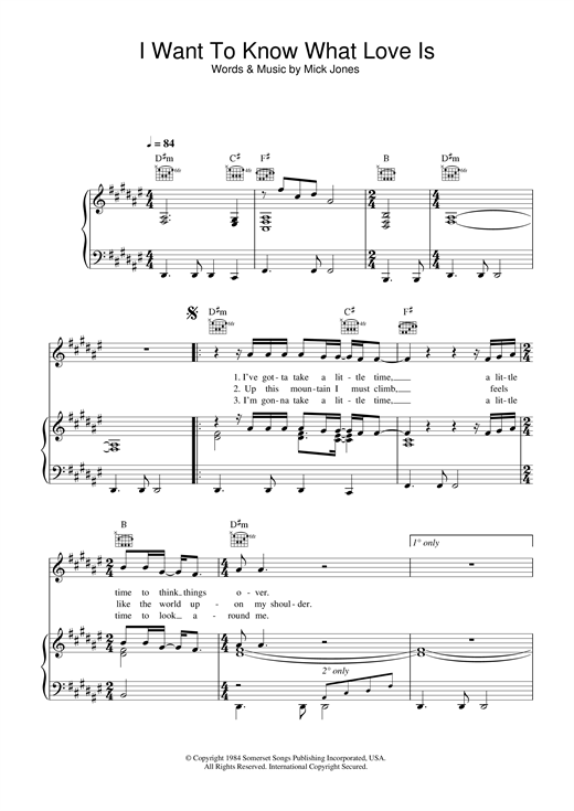 Foreigner I Want To Know What Love Is sheet music notes and chords. Download Printable PDF.