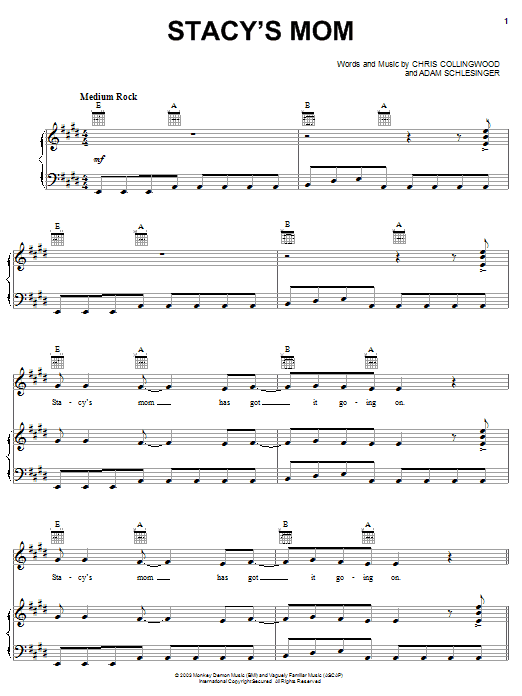 Learn to play Fountains Of Wayne Stacy's Mom sheet music for Easy Guitar Tab in minutes. Fountains Of Wayne Stacy's Mom sheet music notes and chords. Download Printable PDF.